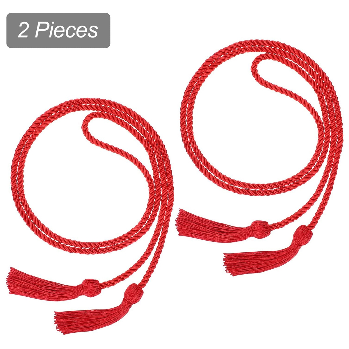 2 Pieces Graduation Cords Polyester Yarn Honor Cord with Tassel for Graduation Students (Red)